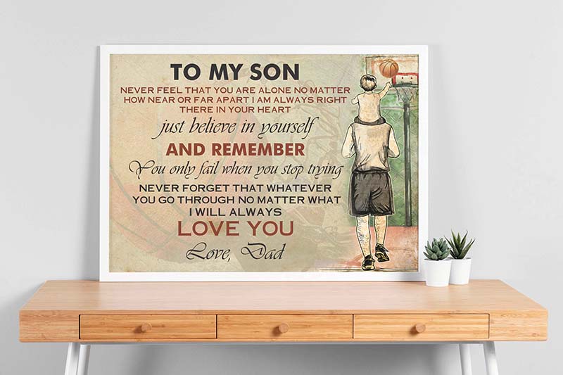Skitongifts Wall Decoration, Home Decor, Decoration Room To My Son Basketball Dad Gifts From Father TT2102