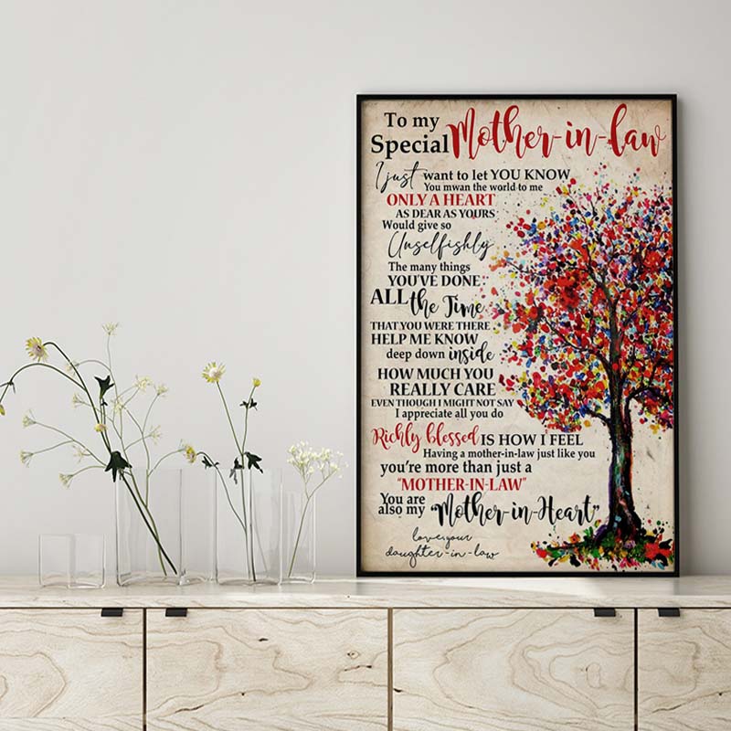 Skitongifts Wall Decoration, Home Decor, Decoration Room to My Special Mother-in-Law I Just Want to Let You Know You Mean The World to Me Tree-MH2209